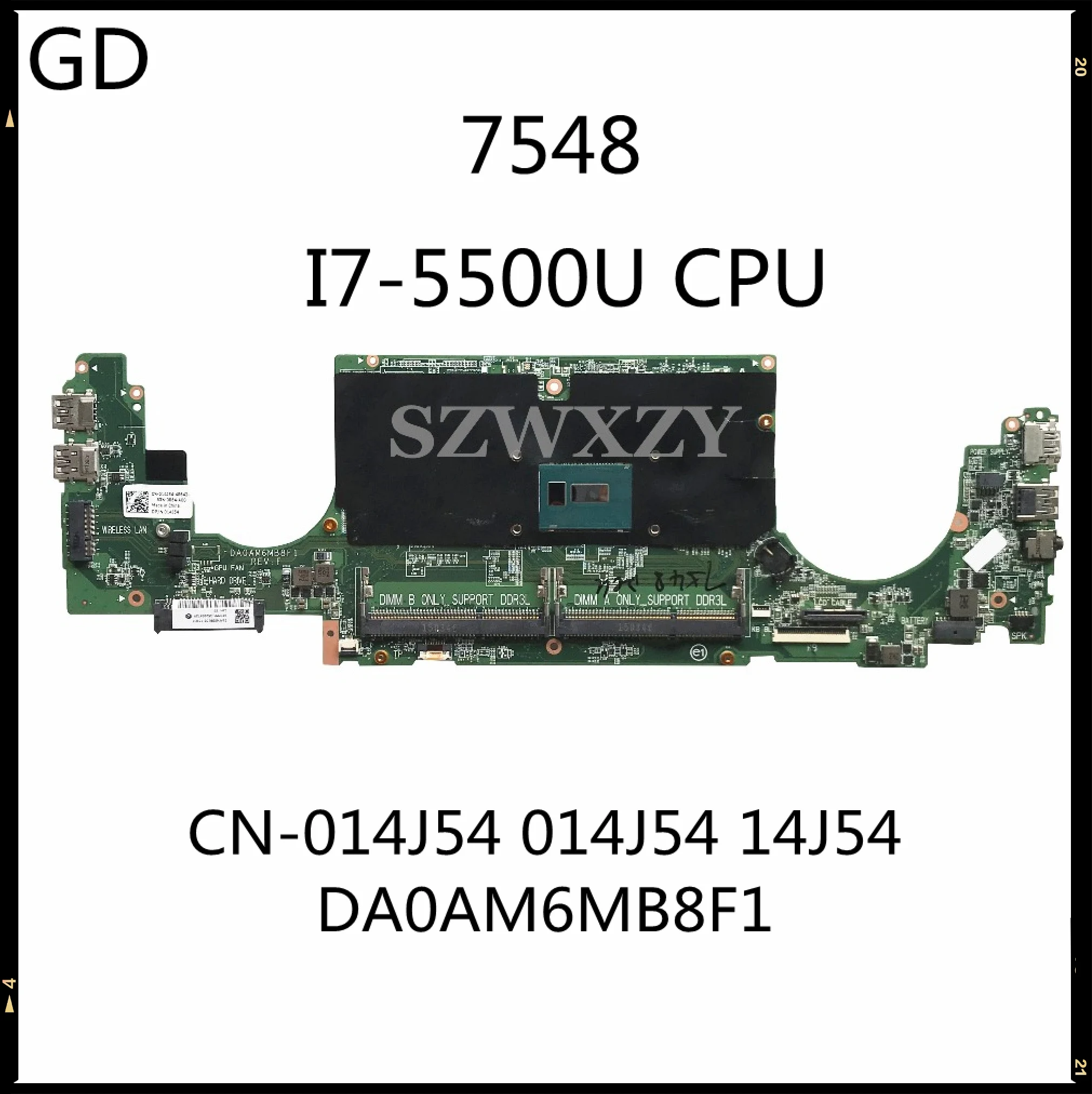 GD Новинка для Dell Inspiron 7548 материнская плата ноутбука CN-014J54 014J54 14J54 DA0AM6MB8F1 SR23Y I7-5500U