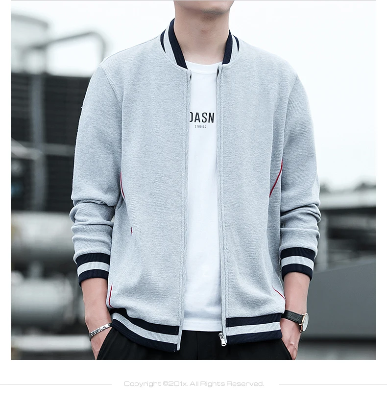 

Knitted cardigan men's autumn and winter Korean trend outside the men's baseball collar jacket