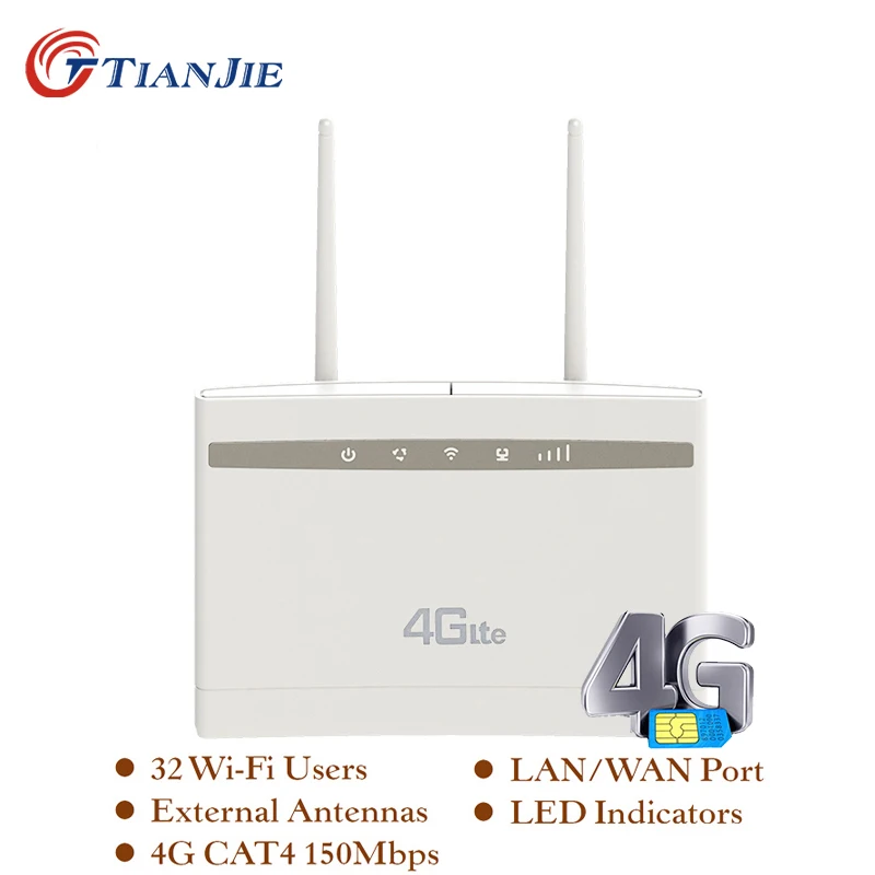 Wi Fi роутер TIANJIE 4G LTE порт RJ45 300 Мбит/с|Беспроводные роутеры| |