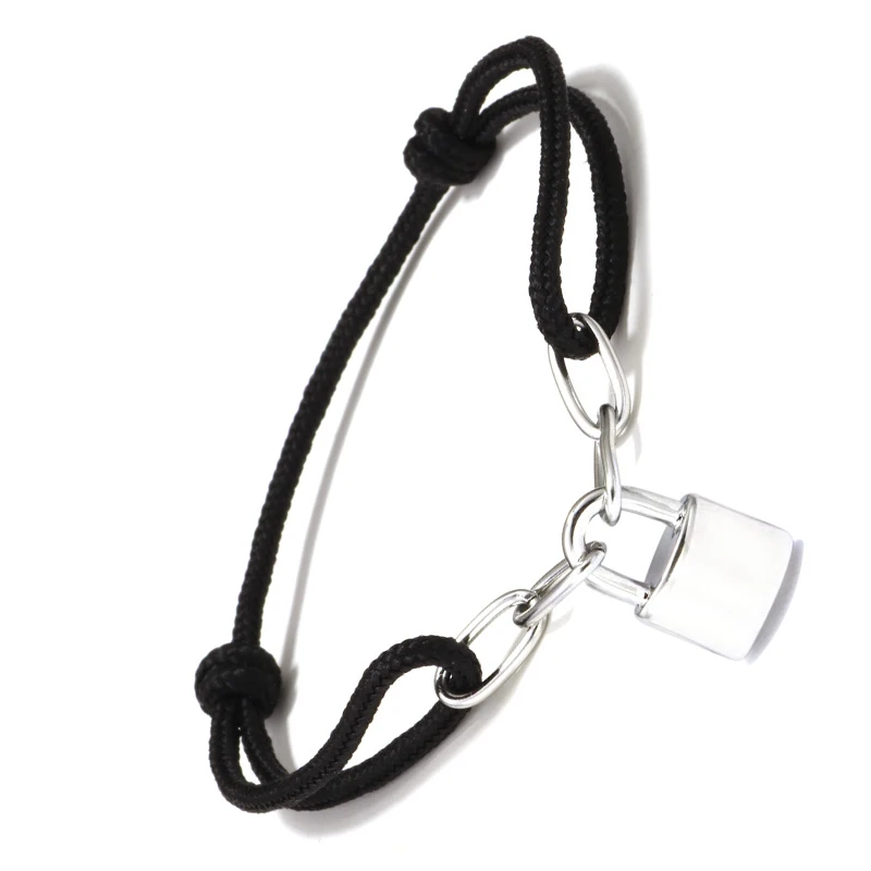 

Handmade love-Lock Charm Bracelets For Women Men Padlock Retractable Rope Bracelet Bangle Couple Jewelry