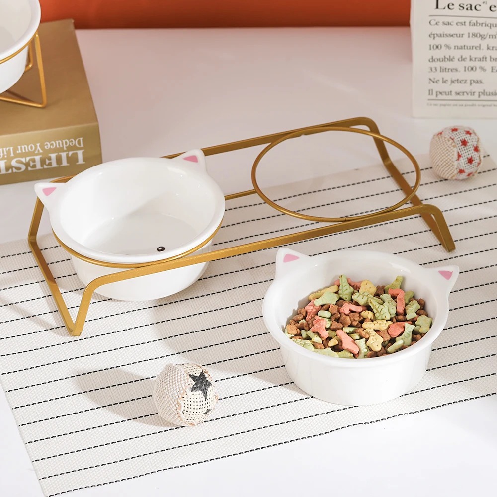 Керамика наклоне повышенной миска для кошек и собак поднятый кошка Еда воды Чаша