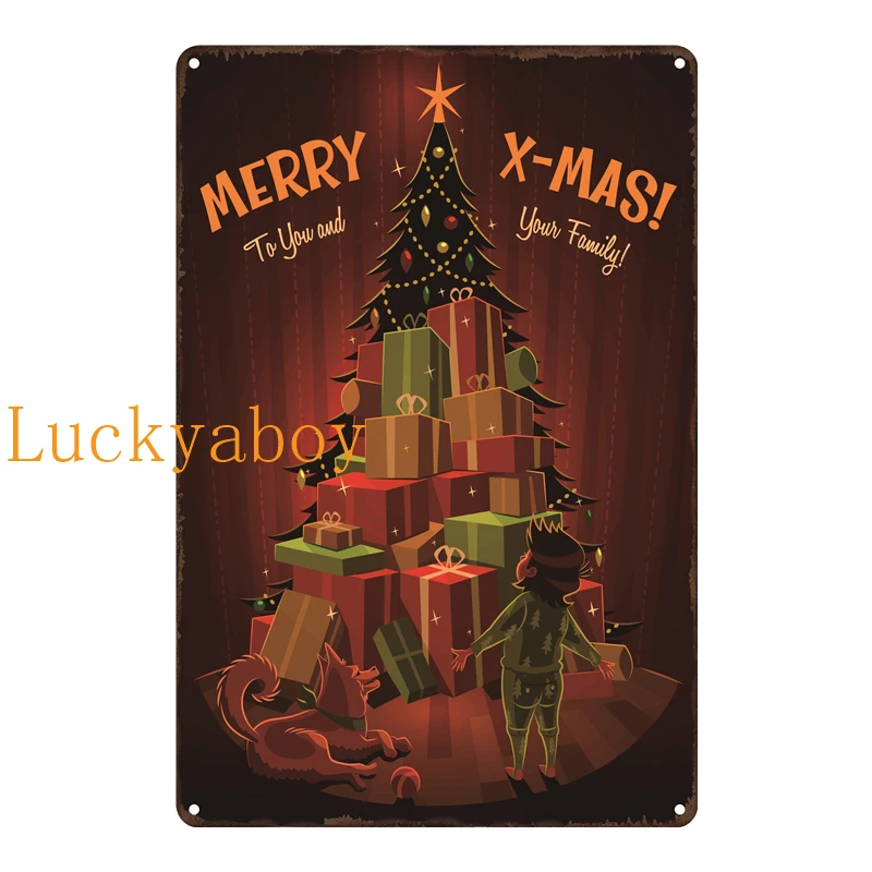 

Christmas House Tin Sign Chic Metal Plate Iron Painting Christmas Decorations For Home Bar Shop Art Wall Craft Decor