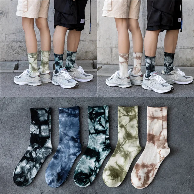 

Cotton Skate Socks Men Women Sock Knee-high Funny Cycling Running Hiking Tie Dye Sox harajuku hip hop happy socks