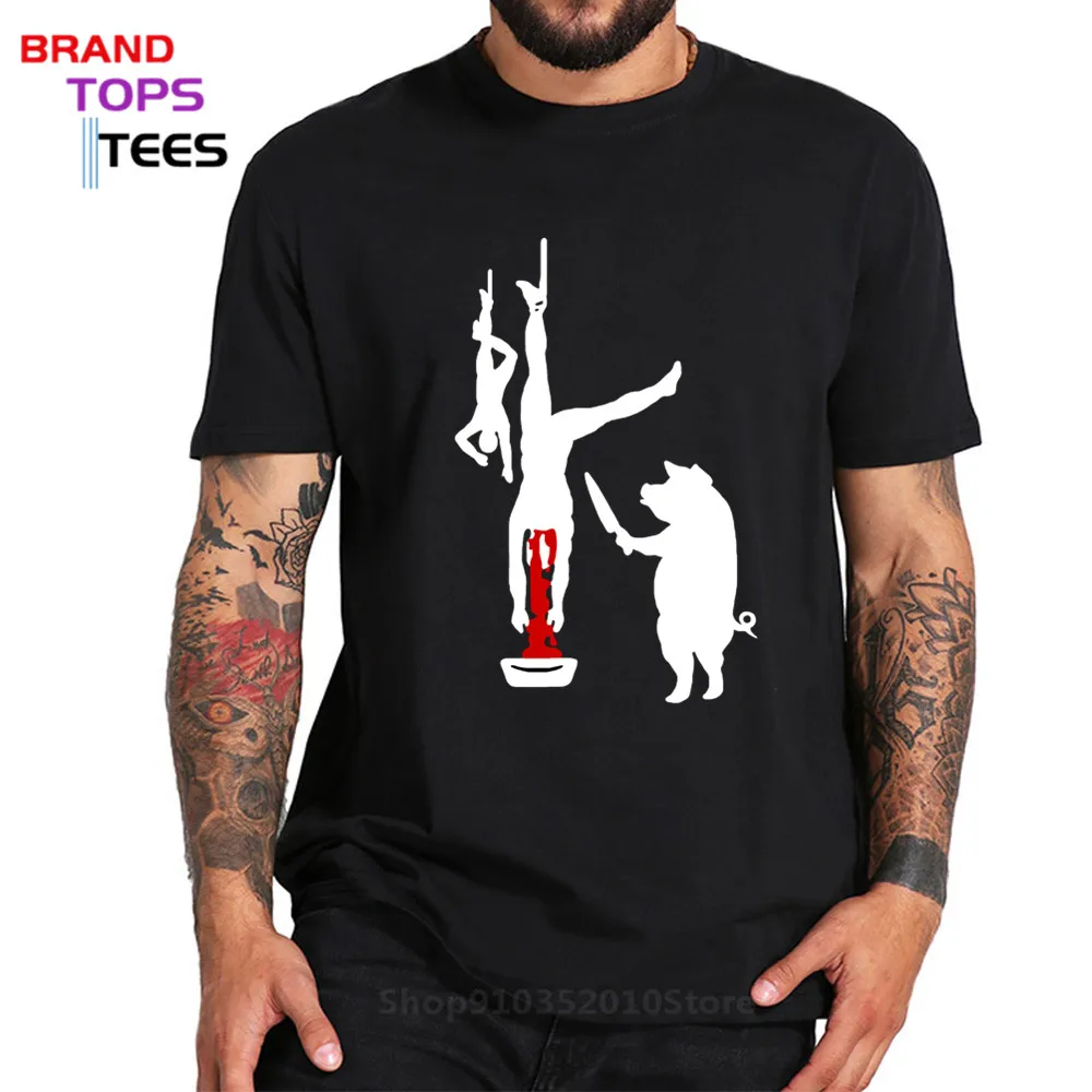 

PIG LINE BUTCHER SHOP T shirt Funny Vegan Vegetarian Karma Peta Bacon Mens T-Shirt Summer O Neck Cotton Tops Tee TShirt