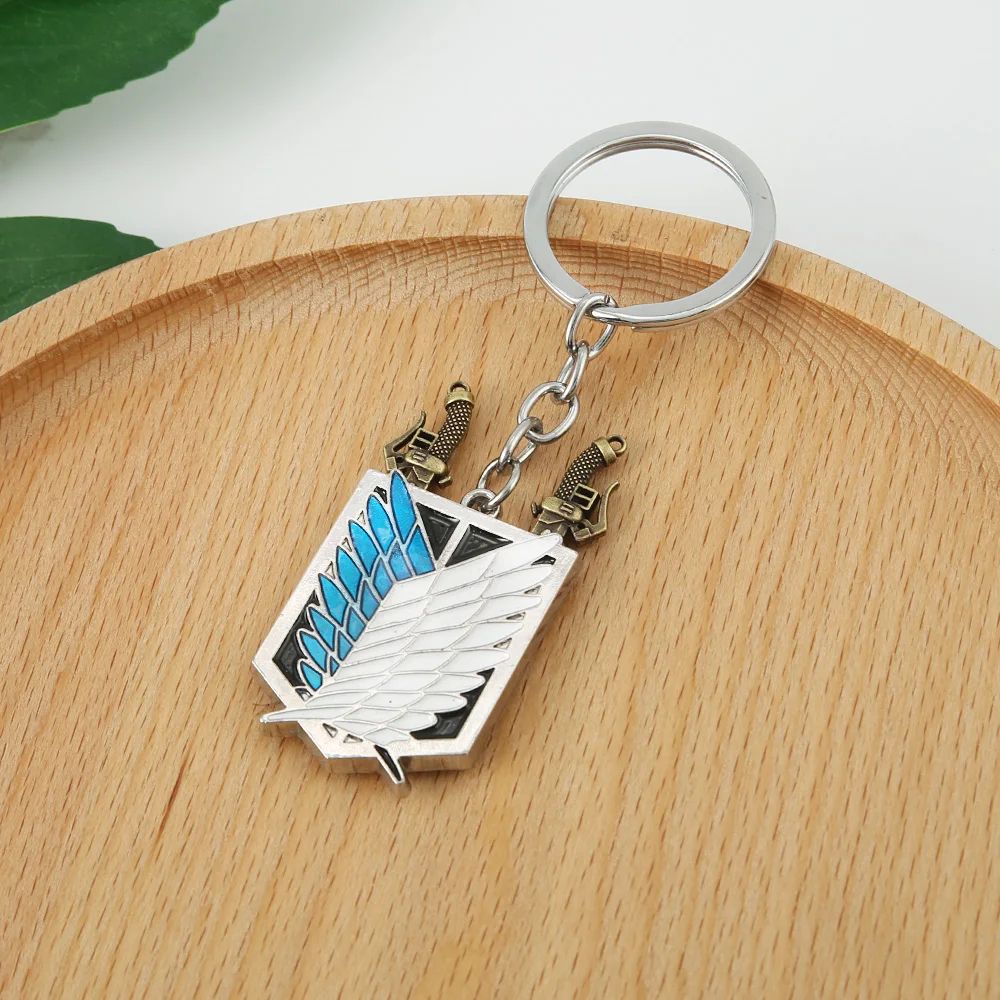 Attack On Titan Anime Keychain Shingeki No Kyojin Wings of Liberty Key Chain Sword Keyrings Motorcycle Car Keys Men Gifts | Украшения и