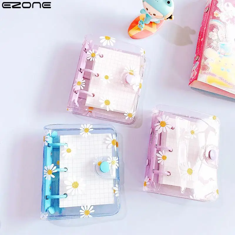 

EZONE 3-Hole Loose Leaf Book Little Daisy PVC Transparent Notepad Portable Notebook Student Stationery School Office Supplies