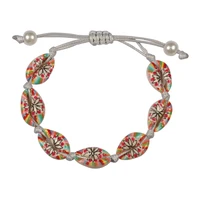 colorful rainbow color seashell hand knit bracelet fashion boho bracelet women girls natural shell handmade jewelry wholesale