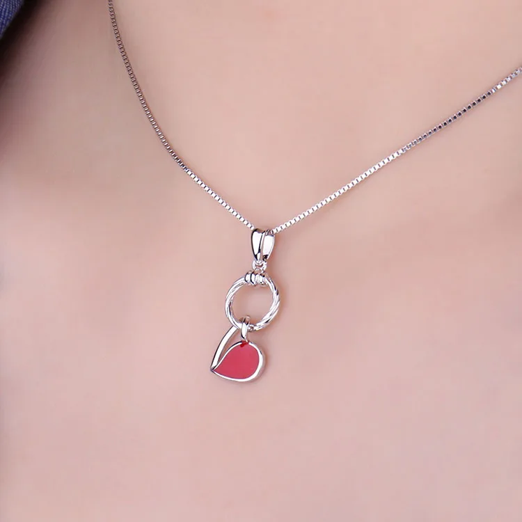 JewelryPalace, 925 пробы, серебряная, Красная эмаль, полое сердце, болтается, круг, подвеска, цепь не входит в комплект