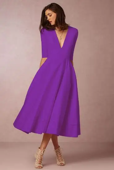 purple dress Длинный Слип Глубокий V Образным Вырезом Глубокий Вырез Платье Простой Одноцветный Сплошной Цвет Больше Плюс Сайз Платье Для Женщина 4xl 5xl 6xl Элегантный Утонченный Вечеринка Оборки Подол Платье Миди Высокая Талия - Цвет: purple dress