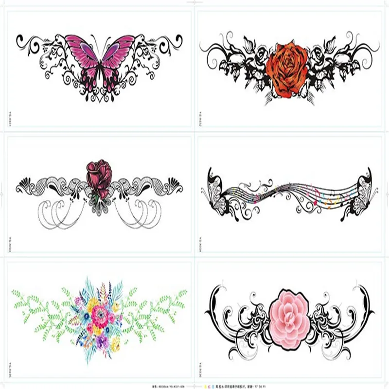 Модный Цветной стикер татуировки для женщин боди грудь Арт временная татуировка
