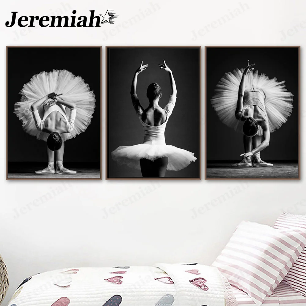 

Nordic Black and White Character Canvas Poster Ballet Dance Girl Fashion Wall Art Living Room Decoration Frameless Painting