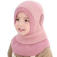 winter baby hat knit kids beanie hat for girl boy hats scarf with cute headset pattern warm scarf velvet lining caps baby cap