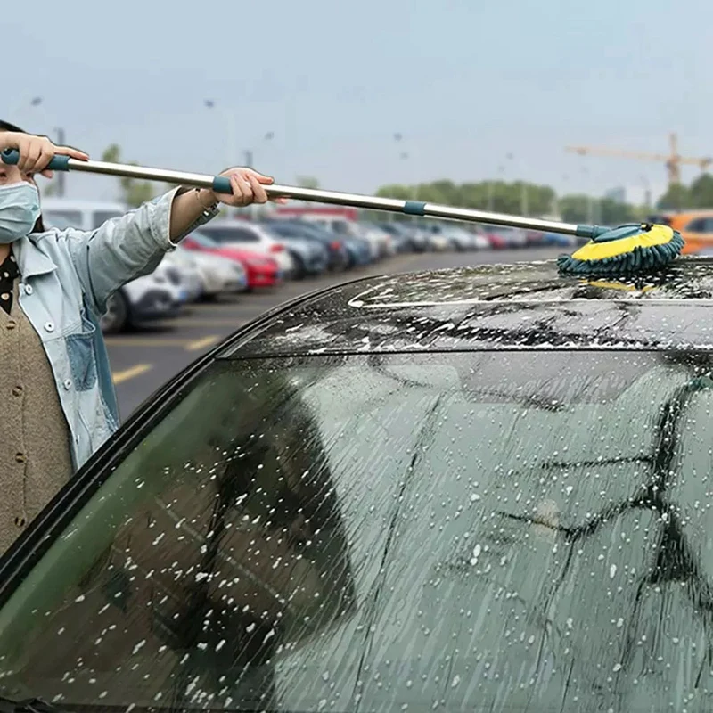 

Car Cleaning Mop Car Wash Brush Rotating Telescopic Mop Chenille Broom Dust Brushing Floor Windows Cleaning Tools