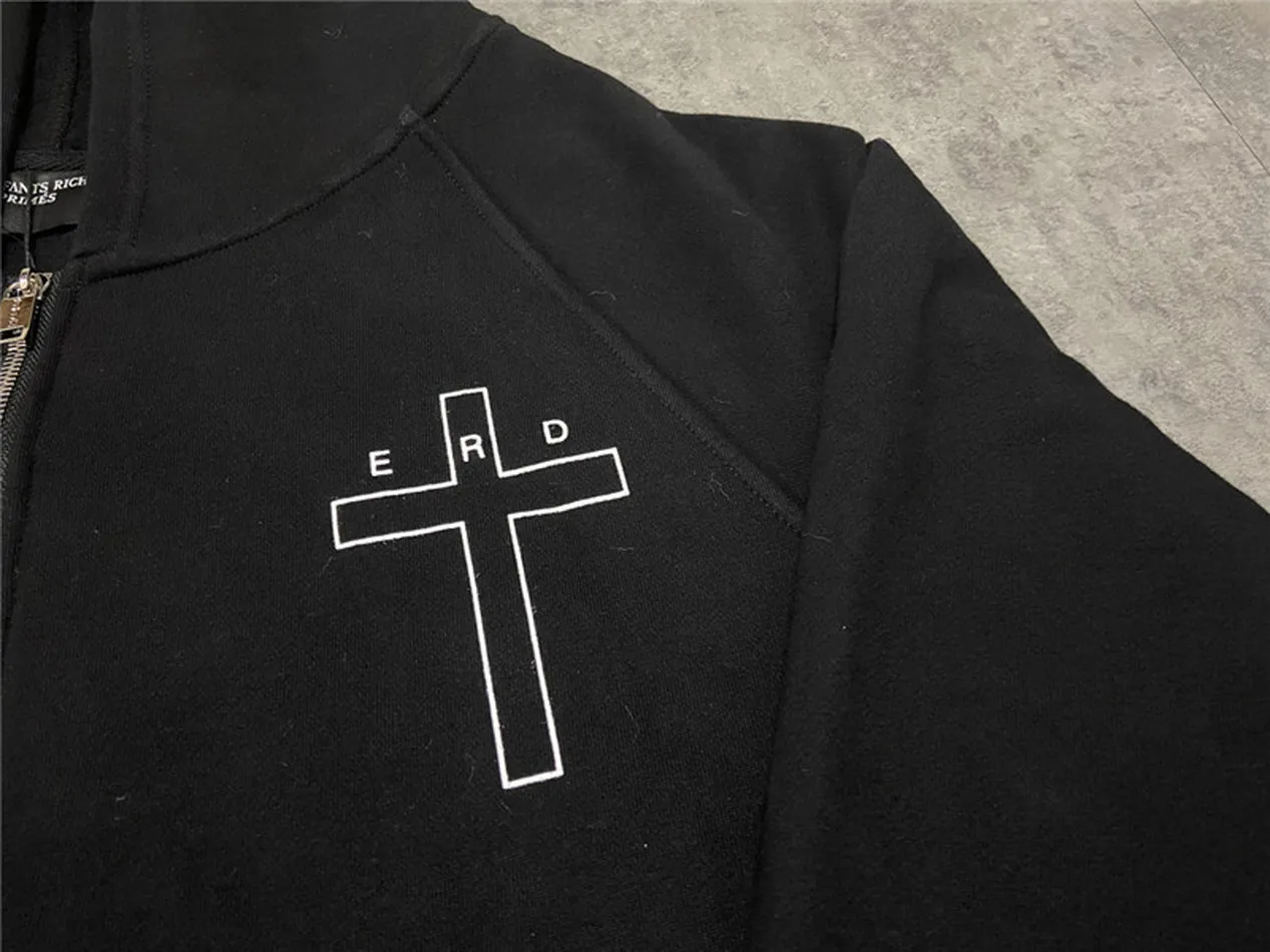 

ERD Best-Quality Loose Zipper Hoodies Men Women Cardigan Hooded Letters On The Back Vintage Pullover
