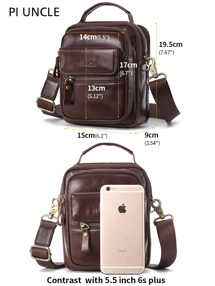 Piuncle Brand design Crossbody Bags For Men Cow Leather Small Travel Messenger Shoulder Handbag Genuine Luxury |