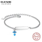 ELESHE 100% 925 пробы Серебряное кольцо с эмалью с изображением синей детская соска браслет с гравировкой имени браслет для девочек младенцев, сделай сам, ювелирное изделие, подарок