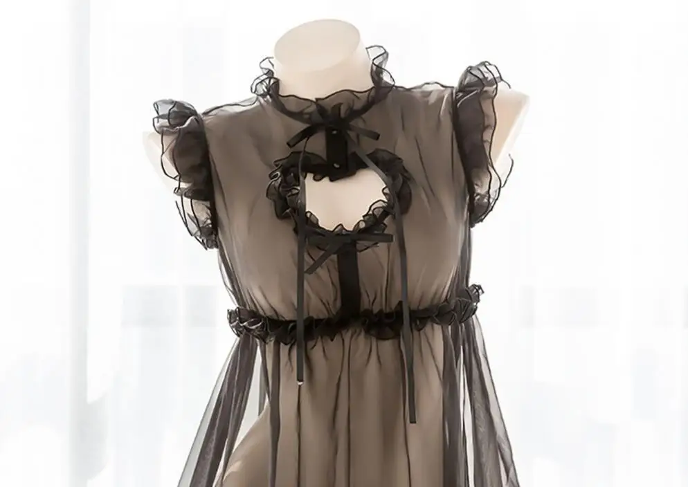 Винтажное черное платье с высоким воротником соблазнительное вечернее оборками