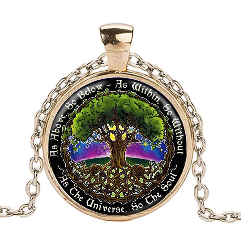 Ожерелье из абстрактного стекла с кабошоном Древо жизни подарки для друзей семьи