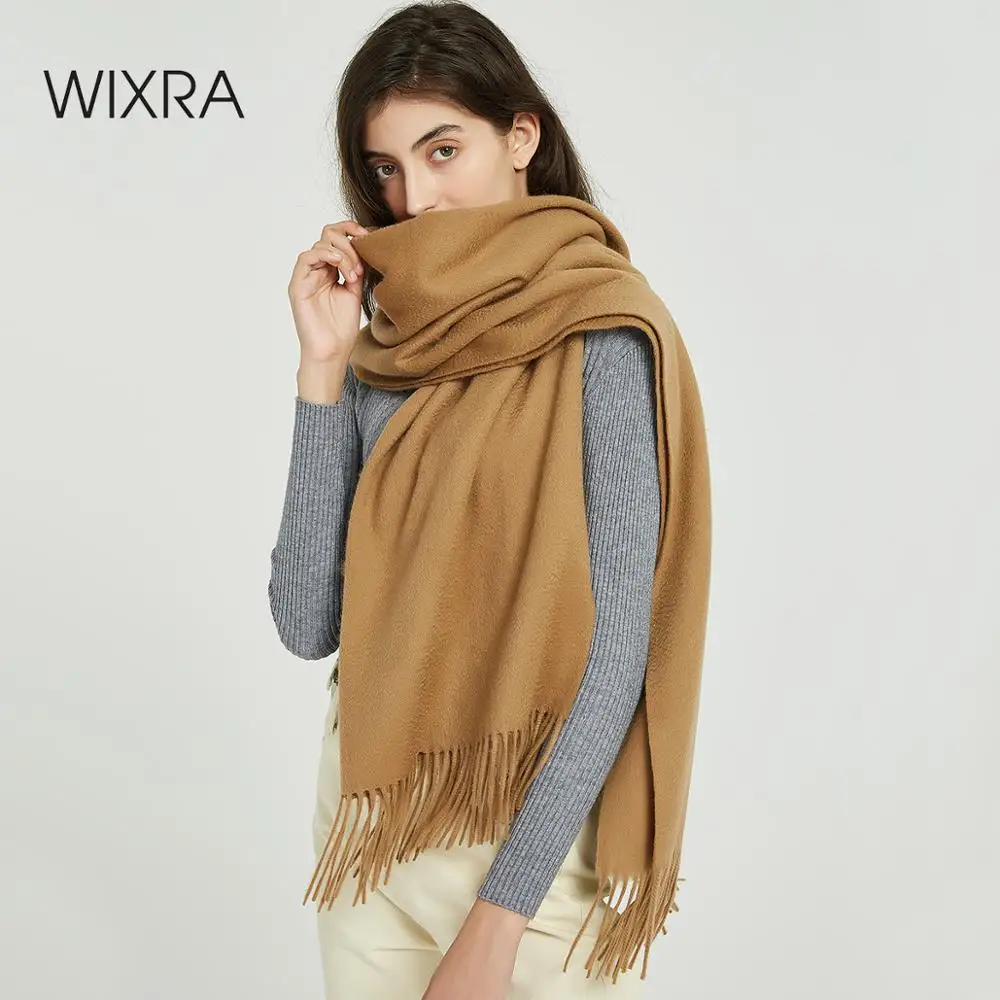 Базовый классический однотонный шарф Wixra из овечьей шерсти шаль теплые шарфы