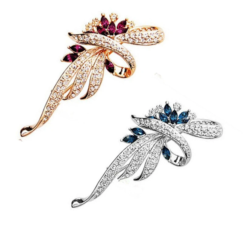 Multi-color Crystal Wheat Brooches For Women Rhinestone Brooch Pin Fashion Jewelry Coat Dress Corsage Flower Style | Украшения и