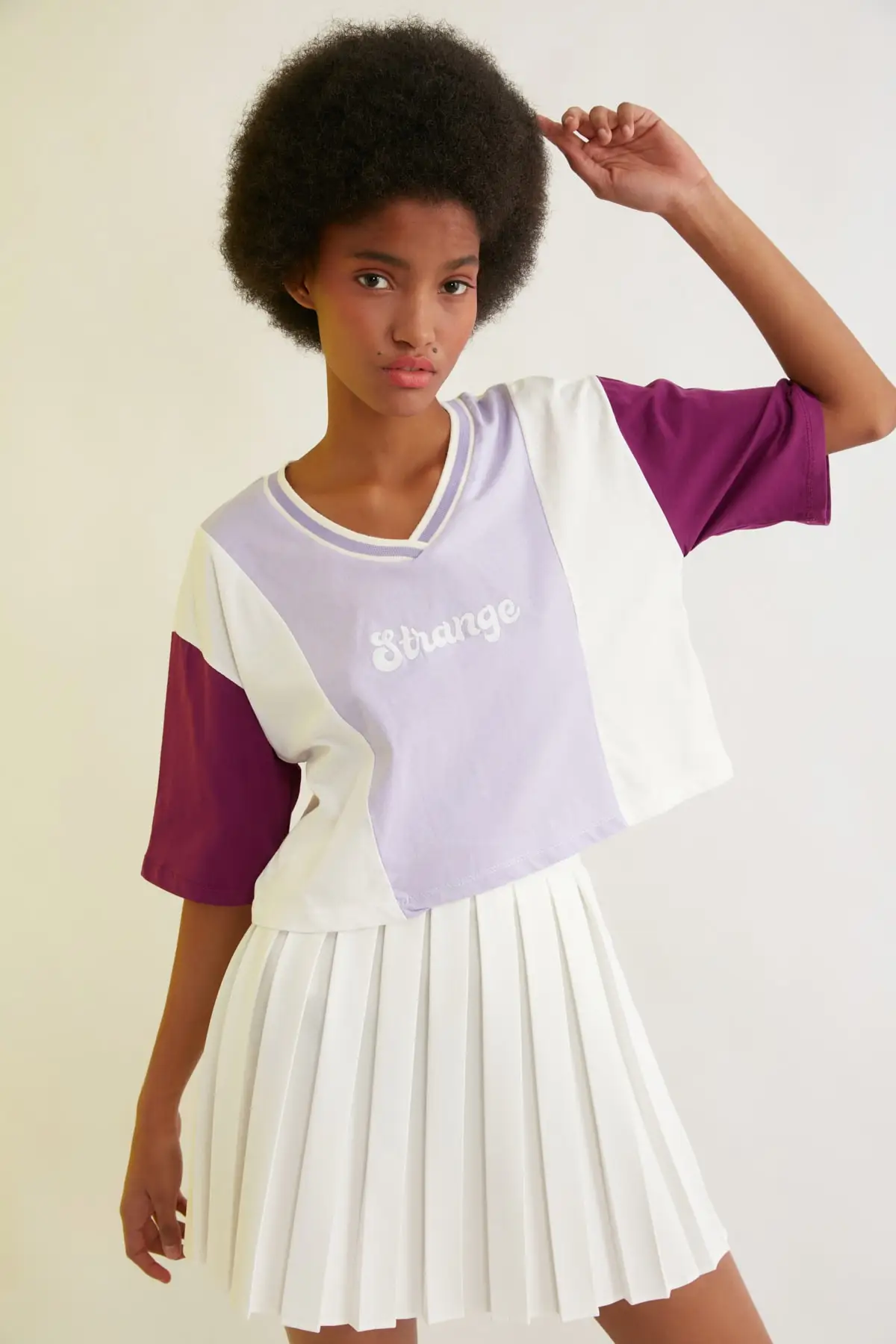 

Trendyol With Color Block Crop Knitted T-Shirt TWOSS21TS1648