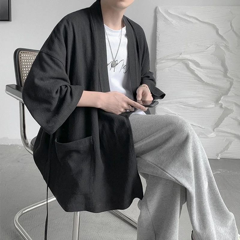 Модный Свободный кардиган в китайском стиле для мужчин пальто верхняя одежда