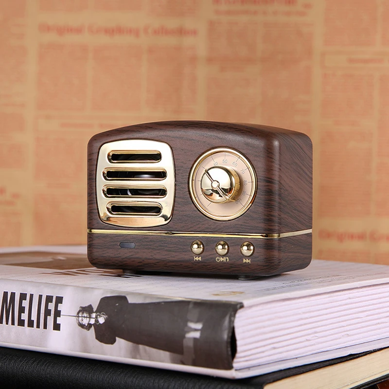 

LYKRY Беспроводная мини Bluetooth-Колонка в стиле ретро, портативная аудиоколонка, радио, музыкальный плеер со слотом для SD-карты, AUX