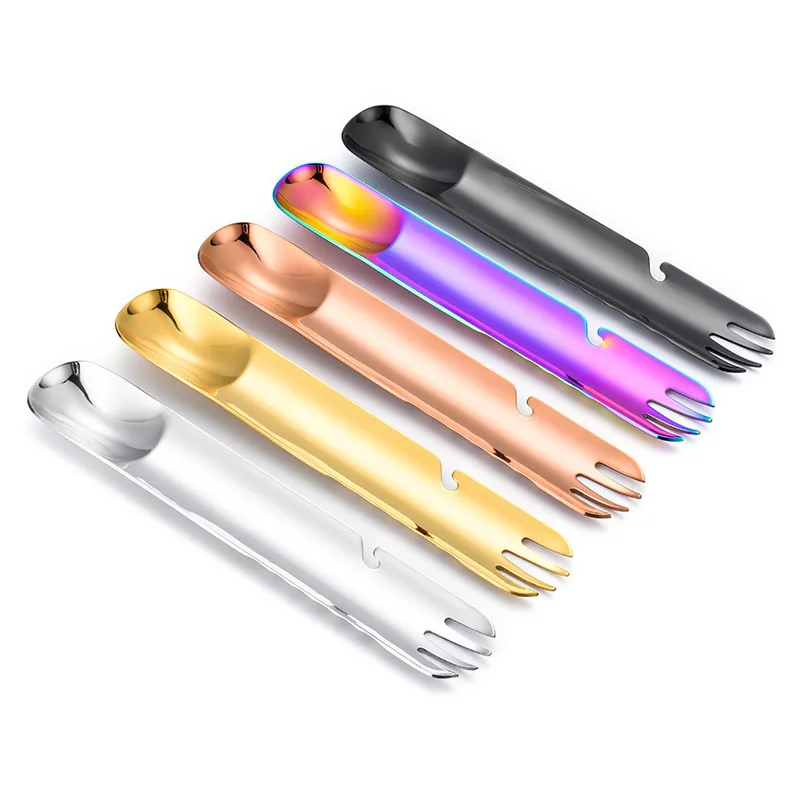 

Ложка из нержавеющей стали 304, вилка из нержавеющей стали, вилка для пикника, кемпинга, многофункциональный инструмент, столовые приборы, по...