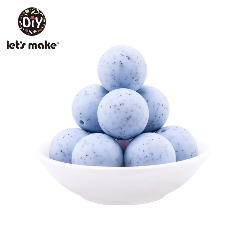 Let's Make 10pcs/lot 20mm 4-6 months Baby Teether Silicone Beads Toys Granite Style BPA Free Sensory For | Мать и ребенок