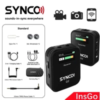 synco g2a1 g2a2 microphone digital wireless lavalier microphone system kit for smartphone dslr cameras