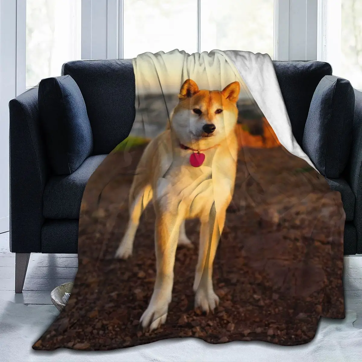 

Fashion animal Akita Dog 3D printing printed blanket bedspread blanket retro bedding square picnic wool soft blanket