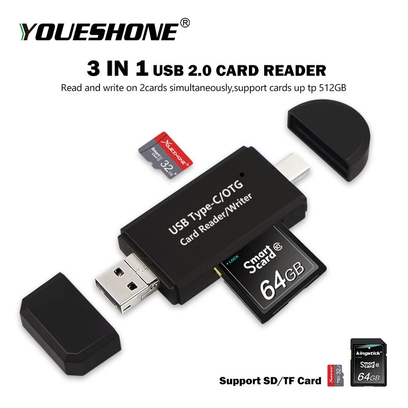 Моднейший кардридер USB 2,0 SD/Micro SD TF OTG Смарт-карта памяти адаптер для ноутбука USB 2,0 Тип C кардридер SD кардридер