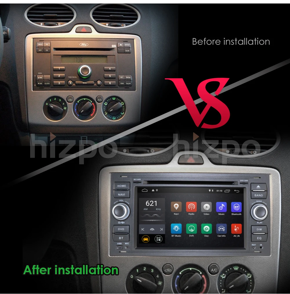 Android 9,0 четырехъядерный двойной 2 Din автомобильный DVD gps навигационный плеер мультимедийный плеер для Ford/Mondeo/Focus/Transit/C-MAX/S-MAX