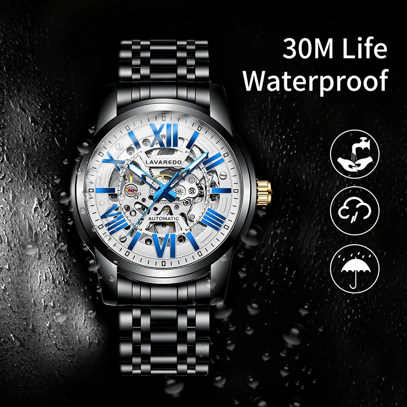 Роскошные автоматические механические часы Lavaredo для мужчин скелетоны деловые