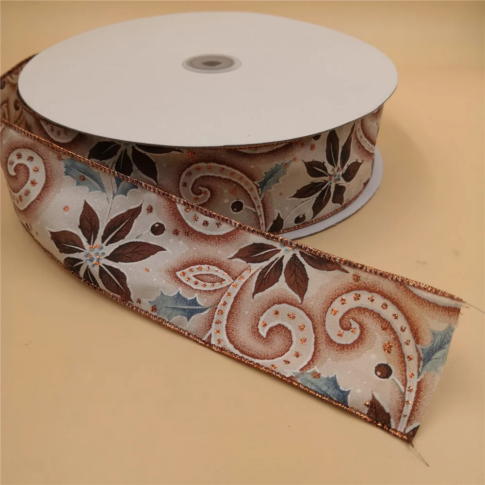 10 ярдов 52 мм оверлок розовое золото люрексная края ткань проводная кромка ленты.