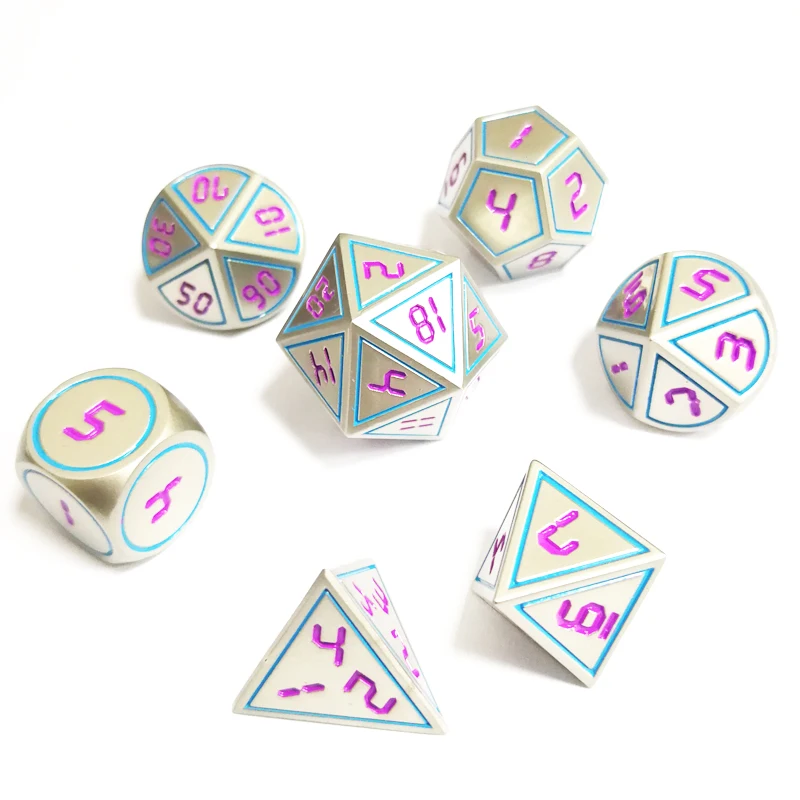 7 шт./компл. Творческий ролевые игры в кости D&D металлические игра Dnd жемчуг Никель