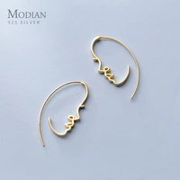 modian exquisite stylish geometric face design drop earrings 925 sterling silver unique dangle earring for women fine jewelry