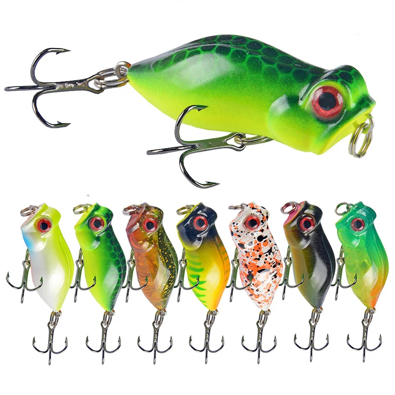 

Hot 1pcs Fishing Lures 4cm 3.2g Topwater Popper Bait 7Colors Hard Bait Artificial Wobblers Plastic Fishing Tackle With 6# Hooks