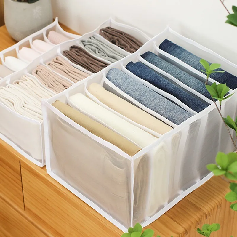 Closet Organizer Storage Box Jeans Compartment Dividers Drawer Organizers Bra Pants T-shirt for Clothes Washable | Дом и сад