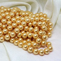 aa golden pearl beads pearlized 4 14mm round glass beads imitation pearl loose beads diy crafts sewing clothing accessories