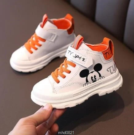 Детские кроссовки Disney с Микки Маусом мягкие кожаные ботильоны для маленьких