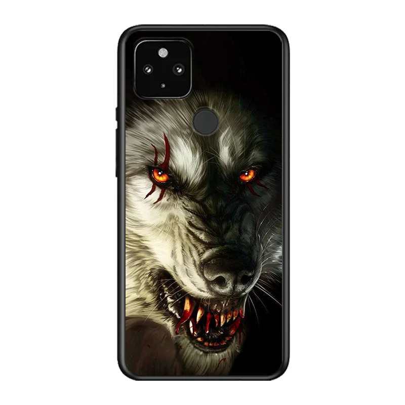 

Animal Wolf Art Soft TPU Silicone Black Cover For Google Pixel 5 4A 5G 4 XL Phone Case