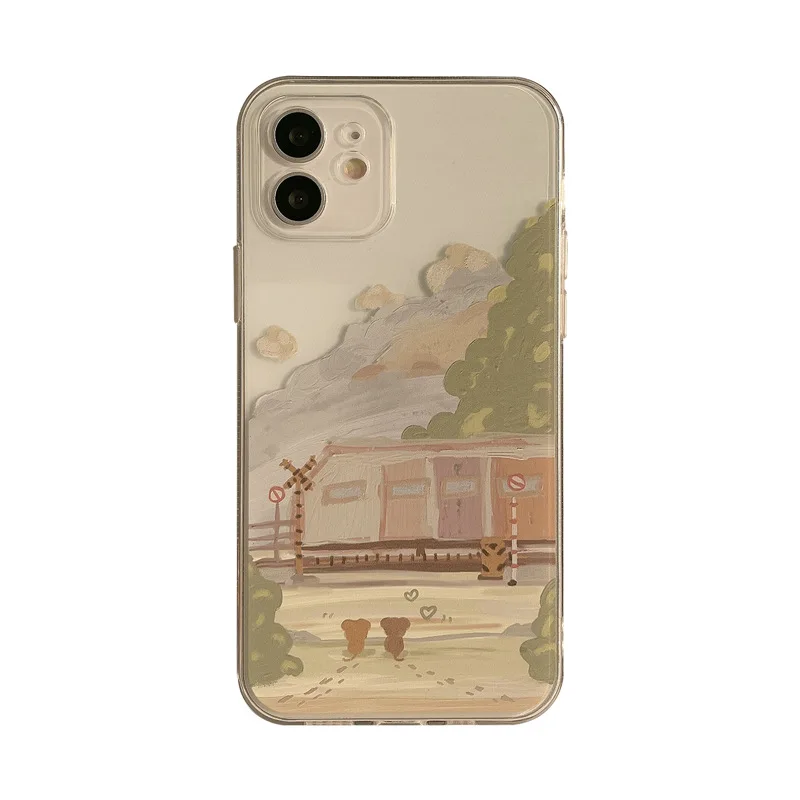 Original diy painting cute phone case for iphone x xr xs max 11 12 13 14 pro max mini 7 8 plus silicone clear conque capa funda