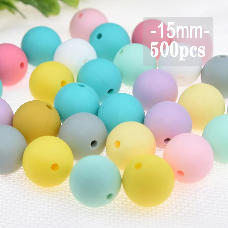 

500 шт., силиконовые бусины, 15 мм