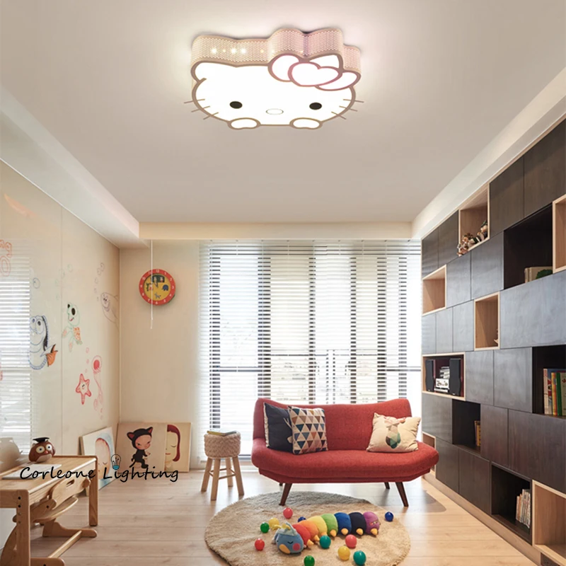 Luces de techo con dibujos de gato para habitación de niños, lámpara LED de princesa para dormitorio, luz para sala infantil