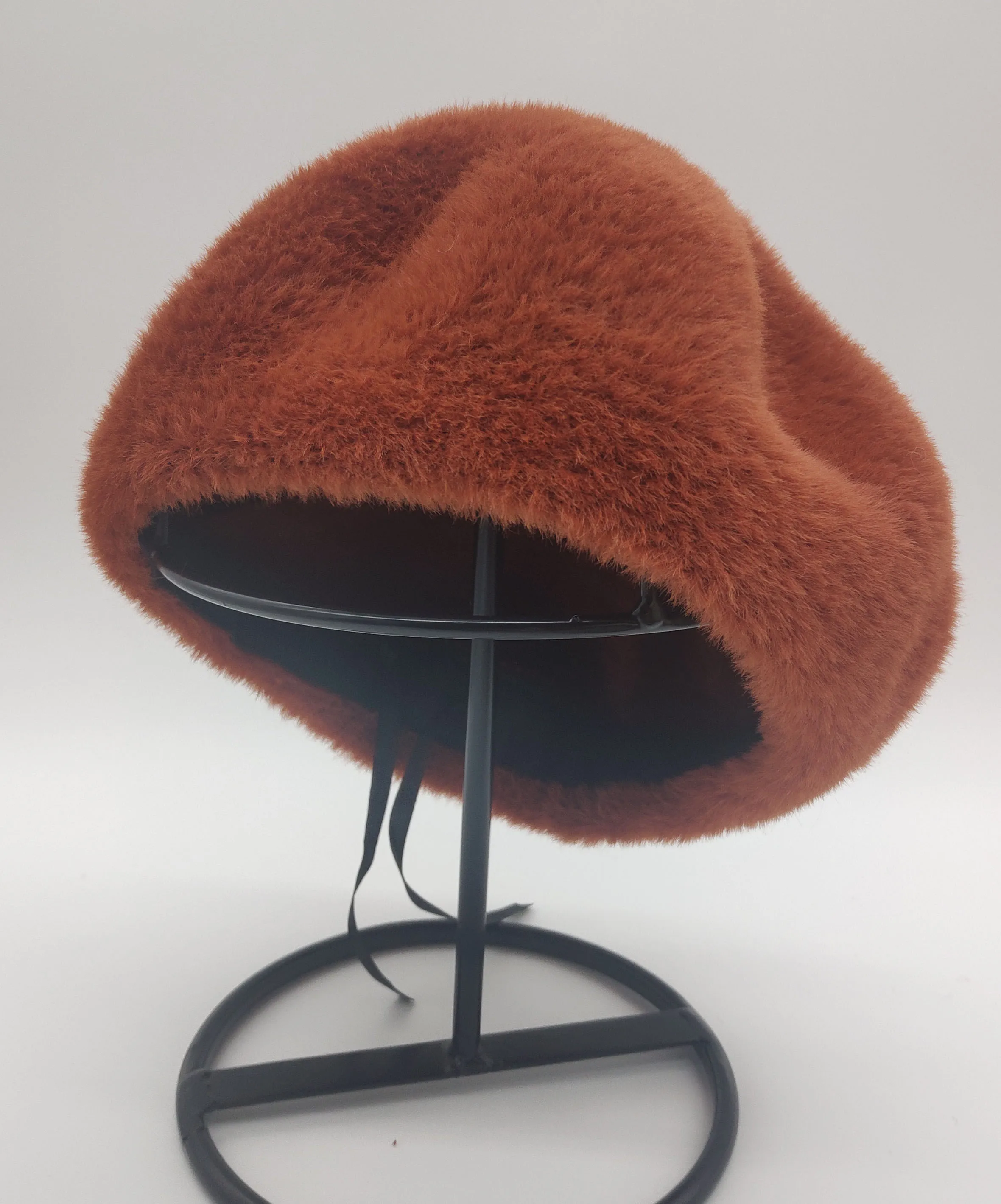 Женская Повседневная зимняя теплая шапка карамельного цвета Дамский берет для