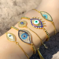 european modern female evil eye bracelet for woman tennis bracelet copper plating evil eye jewelry pulsera