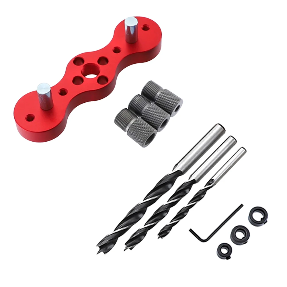

Pocket Hole Jig Set Drilling Locator Woodworking Straight Hole Self Centering Drill Guide for Carpenter with 6/8/10mm Bushings 1