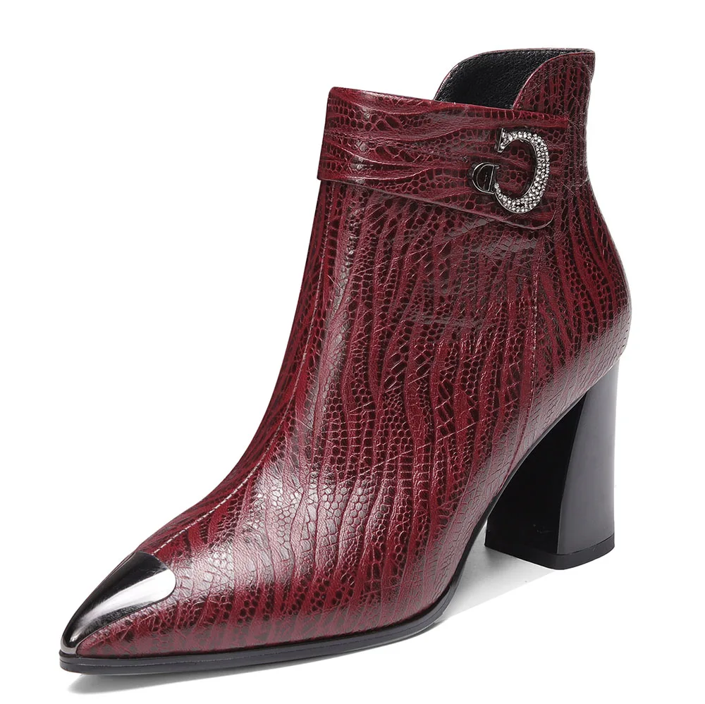 

Ankle Boots for Women Sheepskin Short Plush Female High Heels Luxury Comfort Soft High Quality Party Shoes Winter Boots Woman