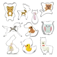 10pcs animal shaped biscuit mould creative cookie mold cartoon cookie rabbit dog horse bear cake decorating kitchen cooking tool